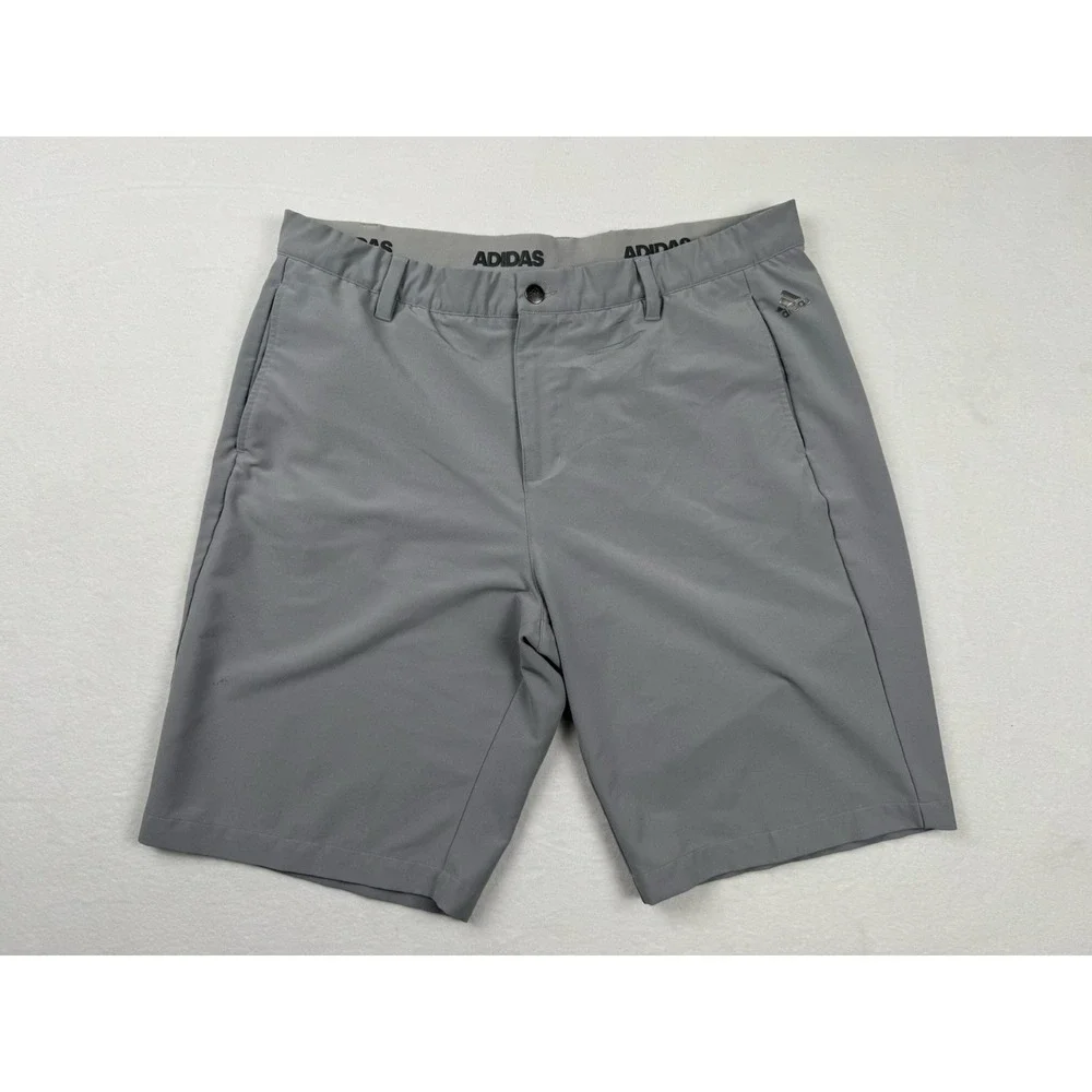 Adidas Golf Shorts Men's Gray Stretch Performance Flat Front Lightweight Size 38